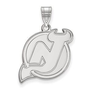 10k White Gold NHL New Jersey Devils Large Pendant